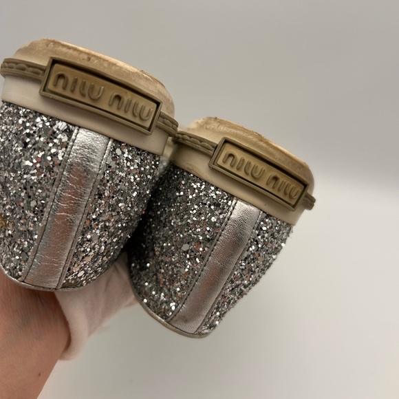 MIU MIU Glitter Slip-On Sneakers Steel Toe Pointed Size 35 Look At Photos - Picture 14 of 16